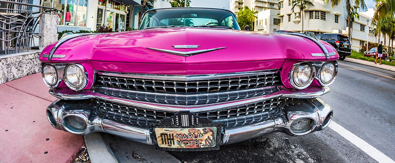 Miami Street with Classic Car