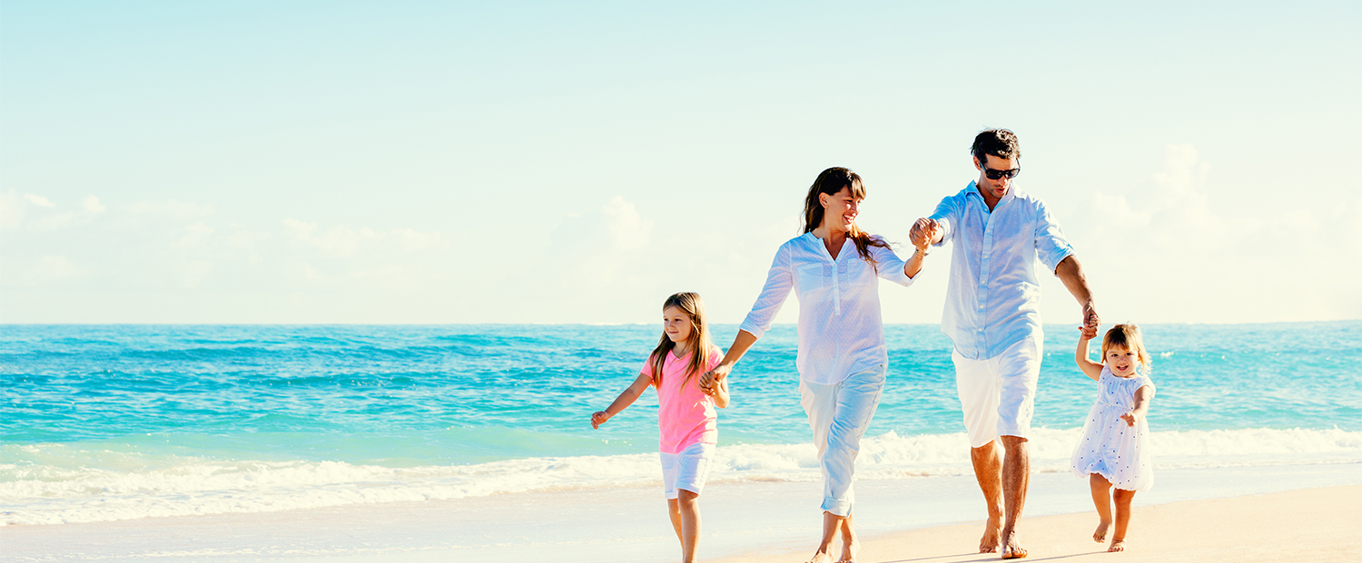 Family Walking on Beach